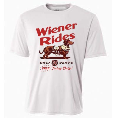 Dachshund Wiener Rides Only 25 Cents Free Today Only Cooling Performance Crew T-Shirt