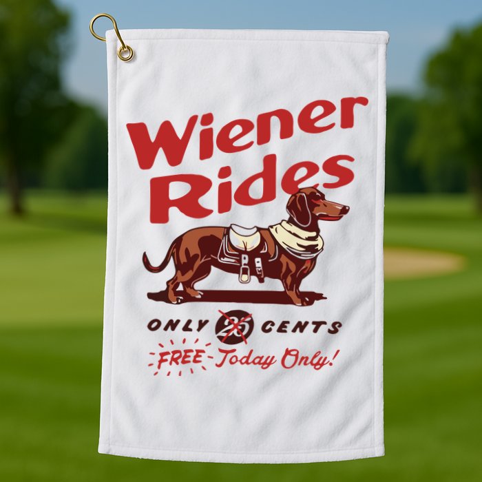 Dachshund Wiener Rides Only 25 Cents Free Today Only Golf Towel
