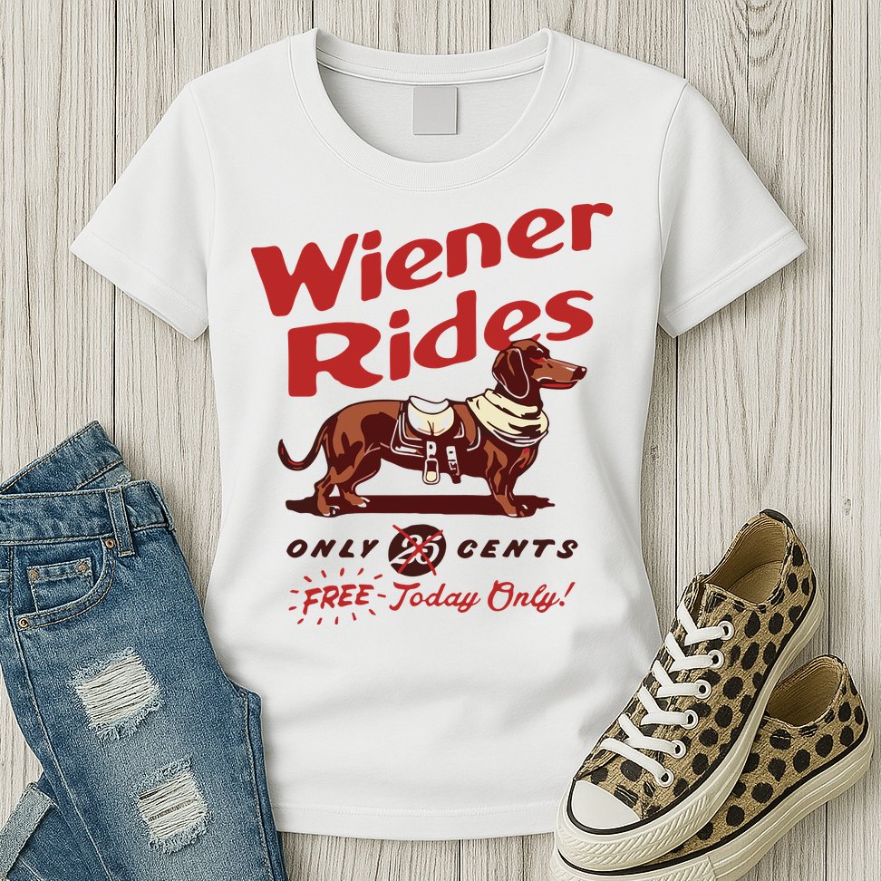 Dachshund Wiener Rides Only 25 Cents Free Today Only Womens T-Shirt