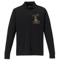 Drink Whiskey Ride a Cowboy Performance Long Sleeve Polo