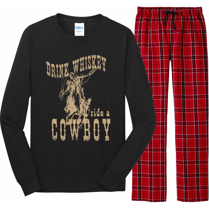 Drink Whiskey Ride a Cowboy Long Sleeve Pajama Set