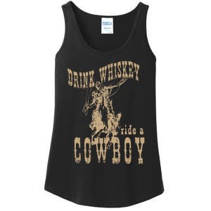 Drink Whiskey Ride a Cowboy Ladies Essential Tank