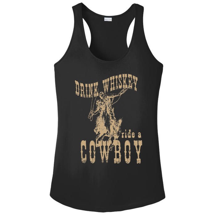 Drink Whiskey Ride a Cowboy Ladies PosiCharge Competitor Racerback Tank