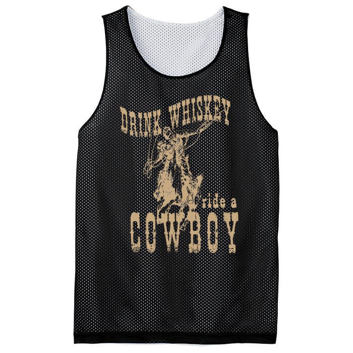 Drink Whiskey Ride a Cowboy Mesh Reversible Basketball Jersey Tank