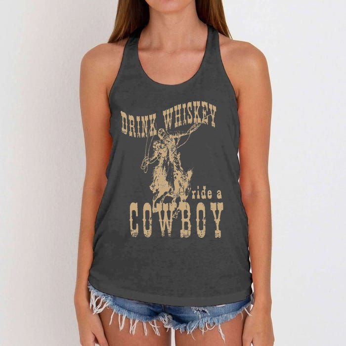 Drink Whiskey Ride a Cowboy Women's Knotted Racerback Tank