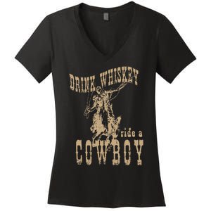 Drink Whiskey Ride a Cowboy Women's V-Neck T-Shirt