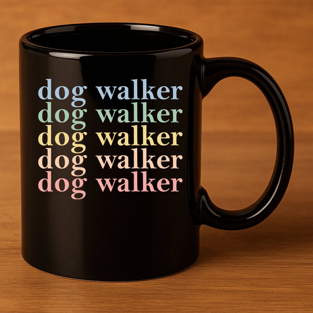 Dog Walker Retro 11oz C Handle Ceramic Mug