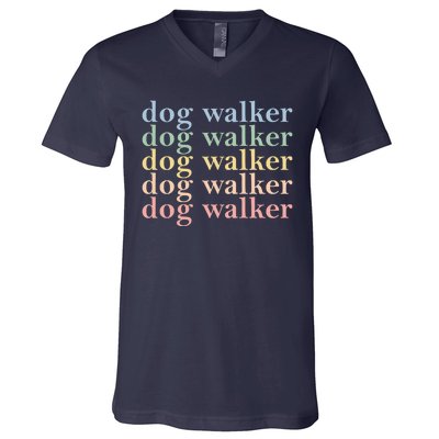 Dog Walker Retro V-Neck T-Shirt