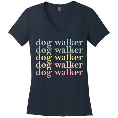 Dog Walker Retro Women's V-Neck T-Shirt