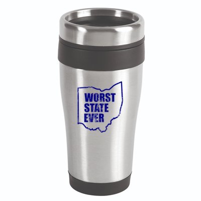 Distressed Worst State Ever Ohio Michigan Sports Fan 16oz Travel Tumbler