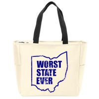 Distressed Worst State Ever Ohio Michigan Sports Fan Zip Tote Bag