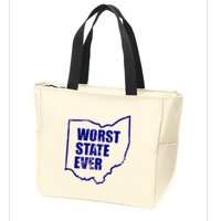 Distressed Worst State Ever Ohio Michigan Sports Fan Zip Tote Bag