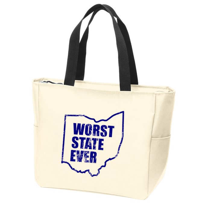 Distressed Worst State Ever Ohio Michigan Sports Fan Zip Tote Bag