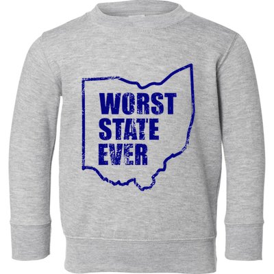 Distressed Worst State Ever Ohio Michigan Sports Fan Toddler Sweatshirt