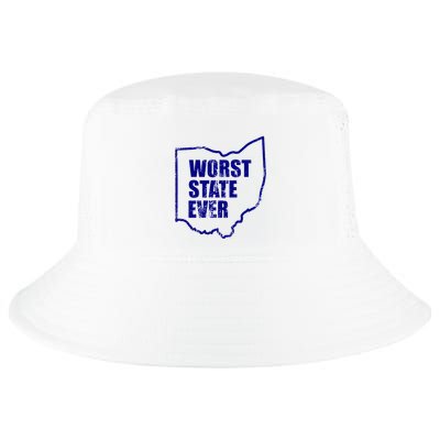 Distressed Worst State Ever Ohio Michigan Sports Fan Cool Comfort Performance Bucket Hat