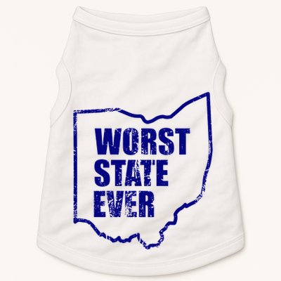 Distressed Worst State Ever Ohio Michigan Sports Fan Doggie Tank