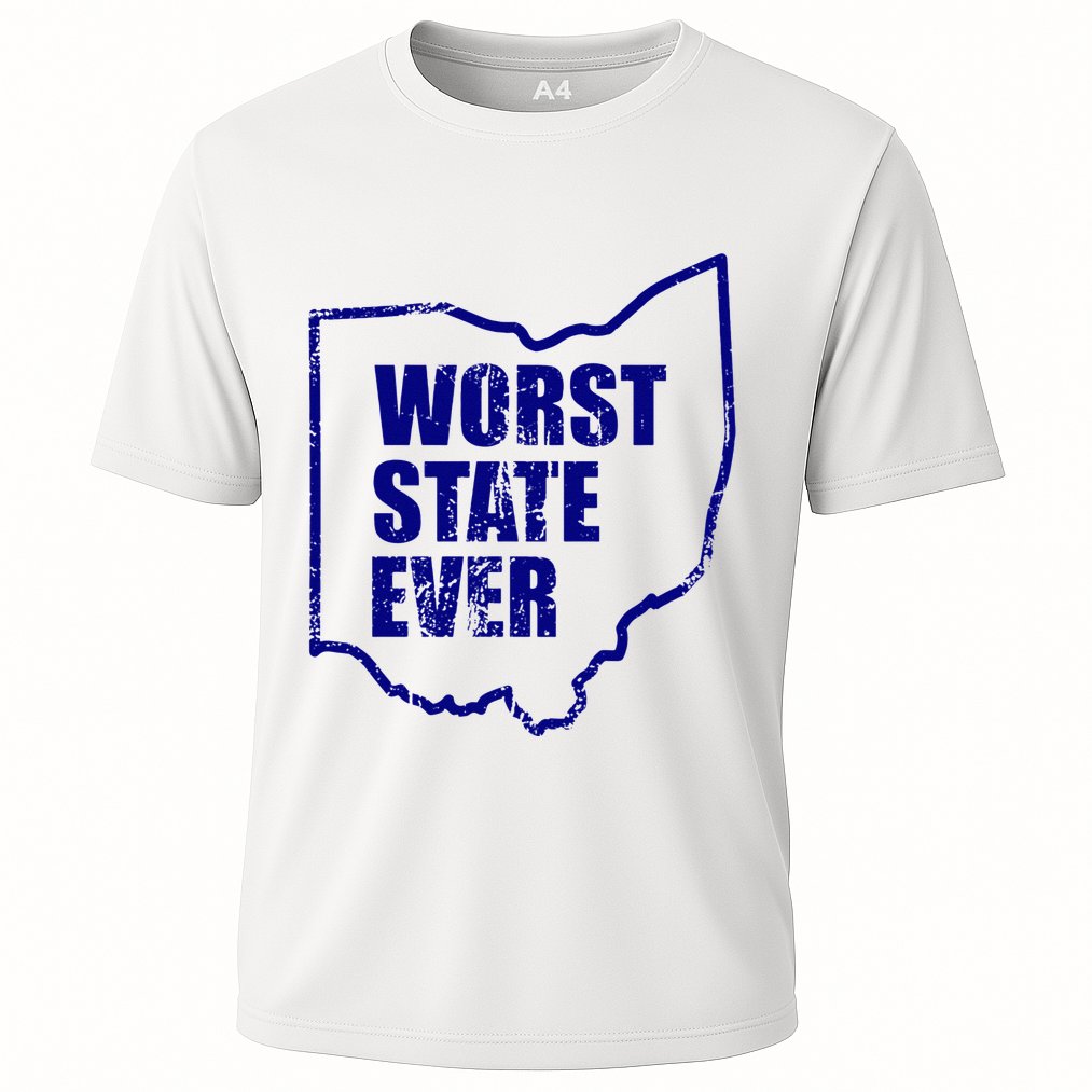 Distressed Worst State Ever Ohio Michigan Sports Fan Performance Shirt