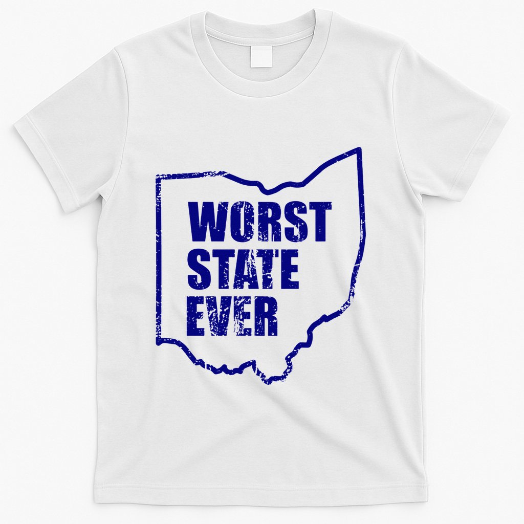 Distressed Worst State Ever Ohio Michigan Sports Fan T-Shirt