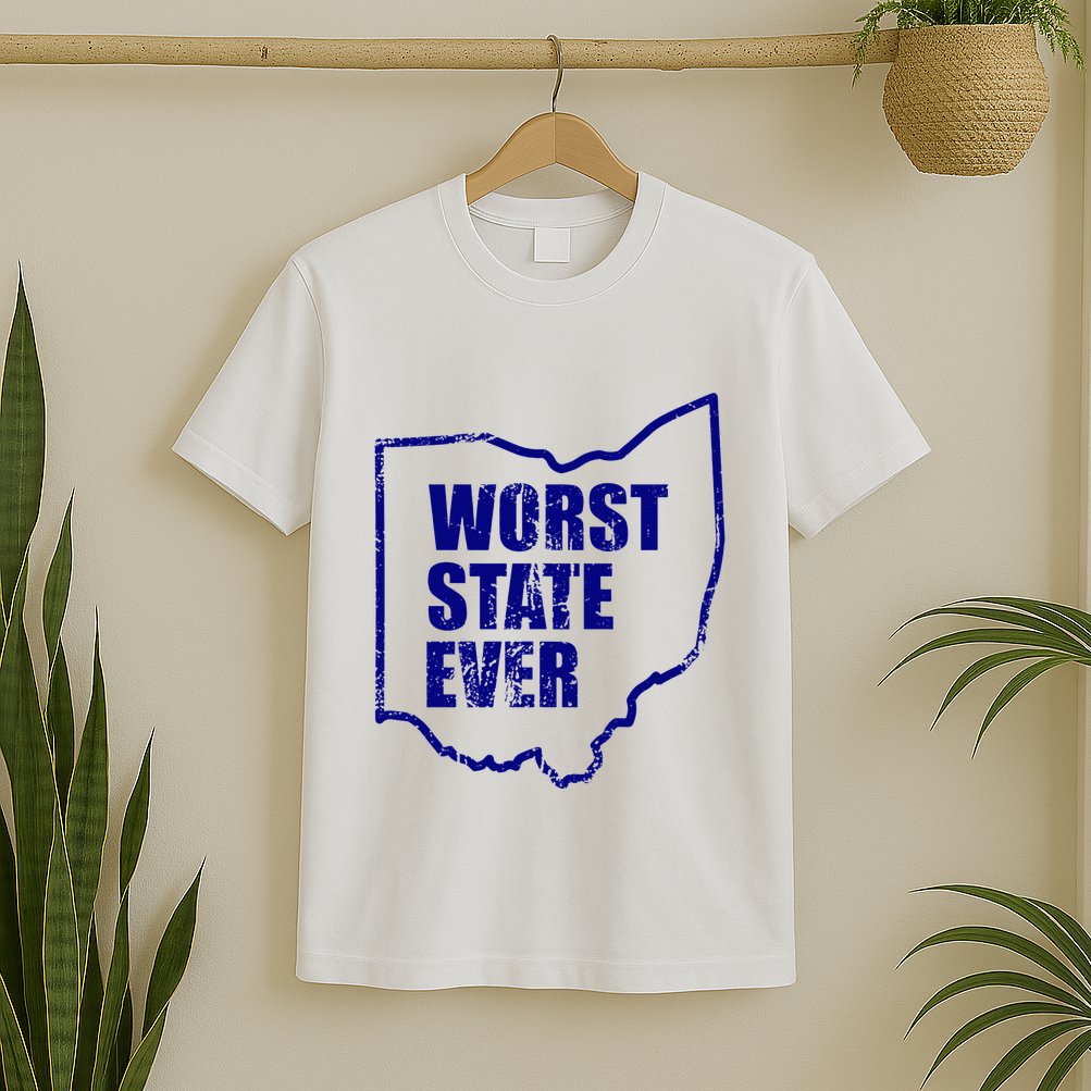 Distressed Worst State Ever Ohio Michigan Sports Fan T-Shirt
