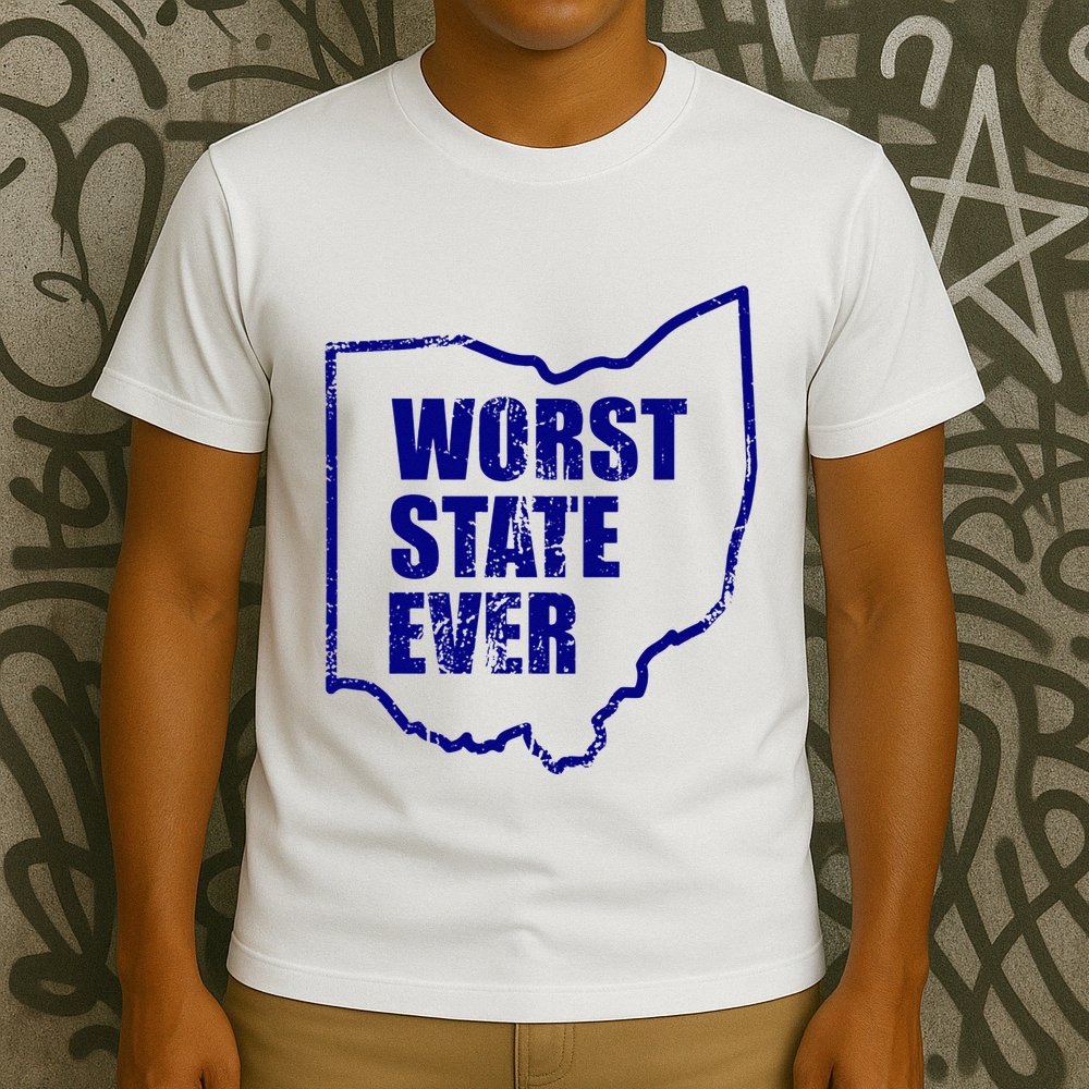 Distressed Worst State Ever Ohio Michigan Sports Fan T-Shirt