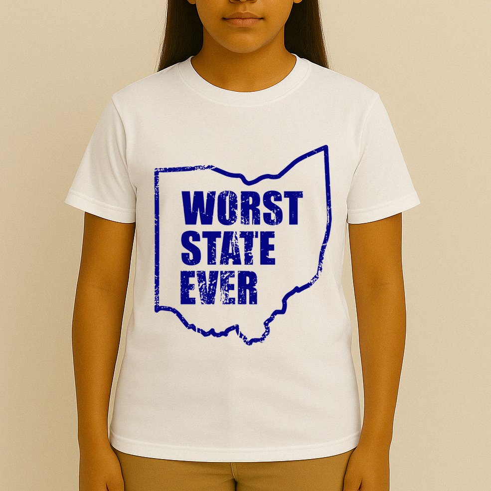 Distressed Worst State Ever Ohio Michigan Sports Fan T-Shirt