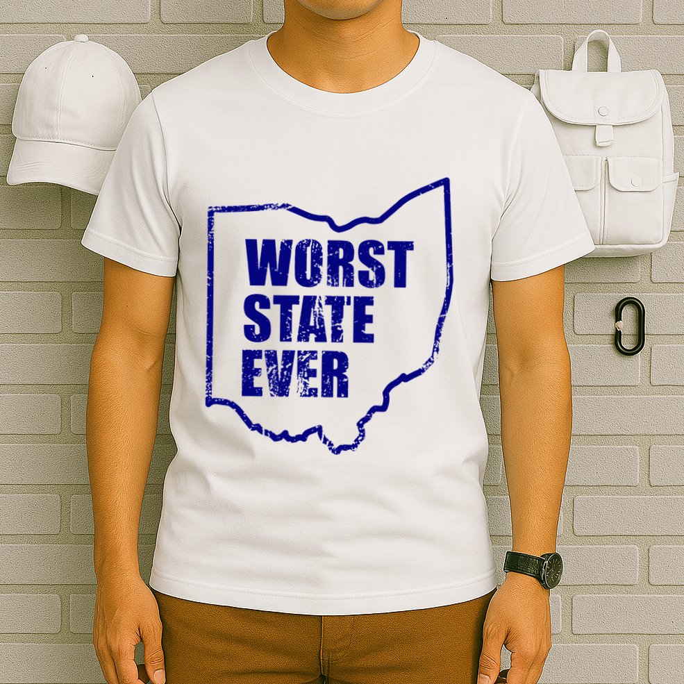 Distressed Worst State Ever Ohio Michigan Sports Fan T-Shirt
