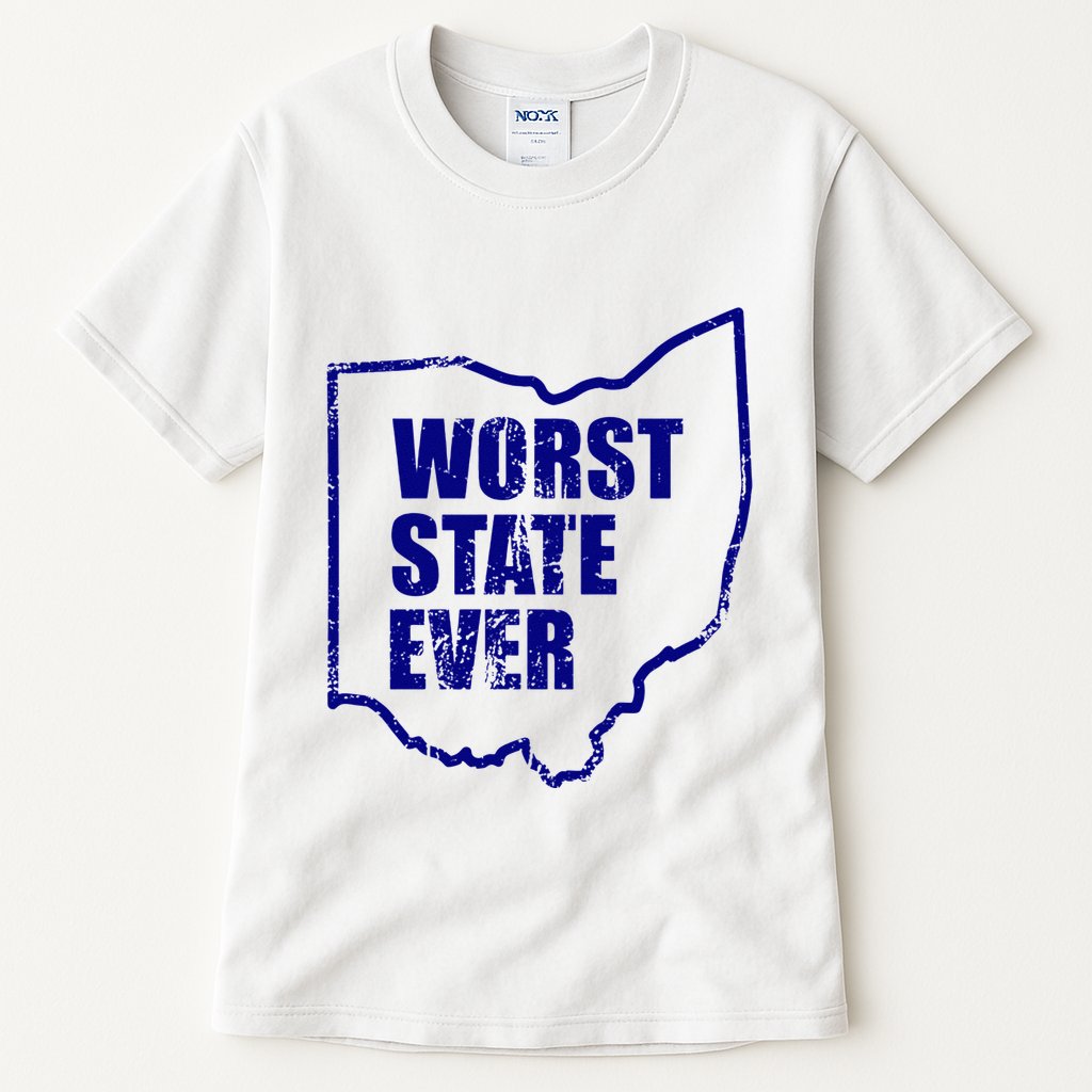 Distressed Worst State Ever Ohio Michigan Sports Fan Tall T-Shirt