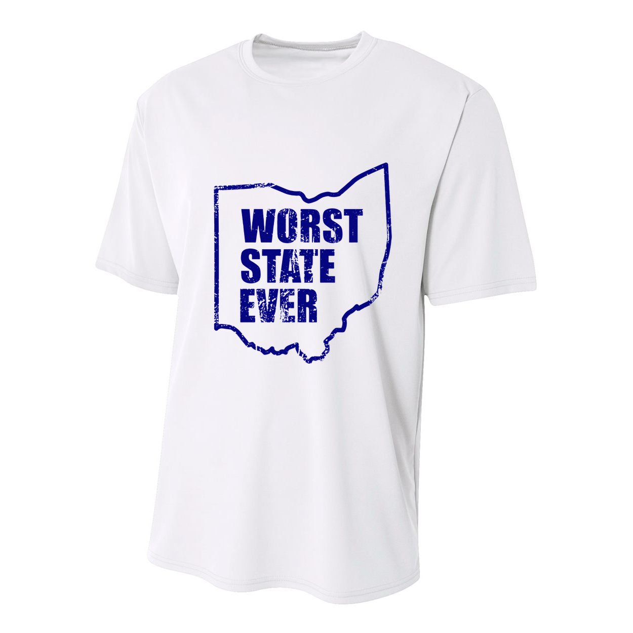 Distressed Worst State Ever Ohio Michigan Sports Fan Youth Performance Sprint T-Shirt