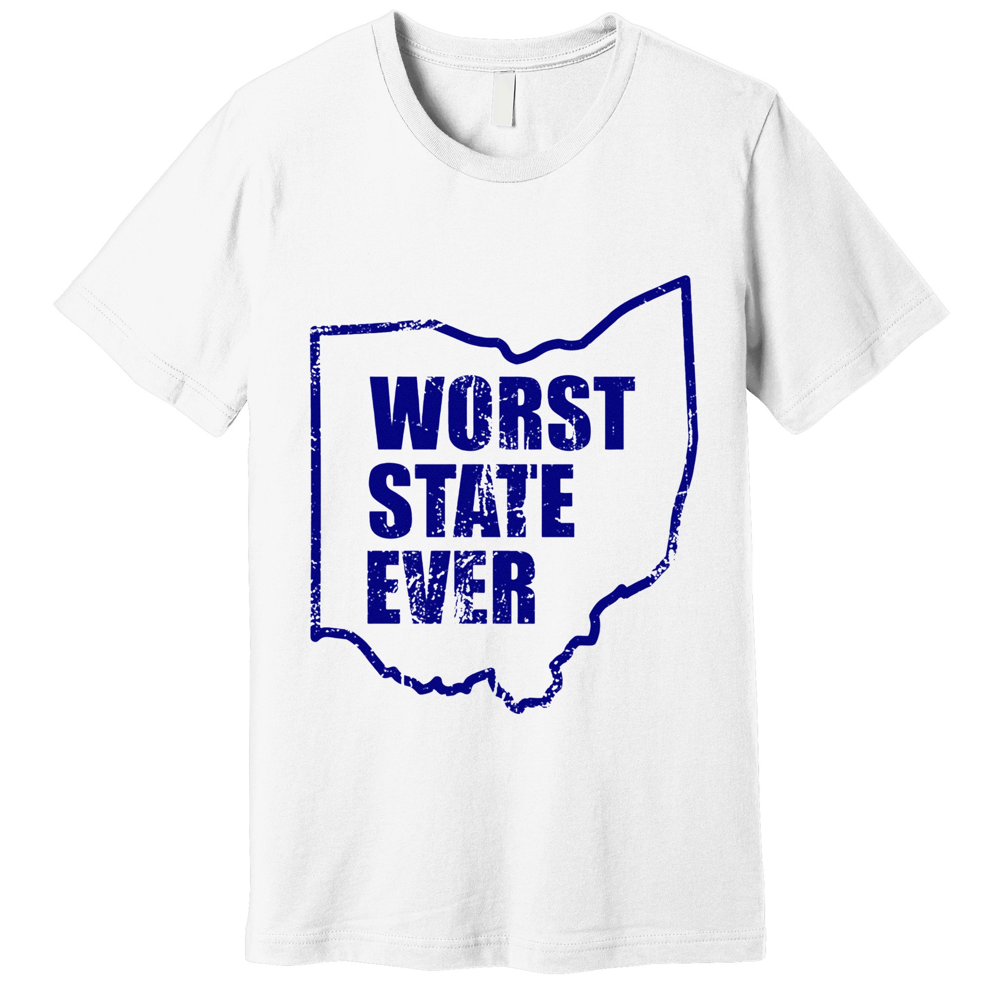 Distressed Worst State Ever Ohio Michigan Sports Fan Premium T-Shirt