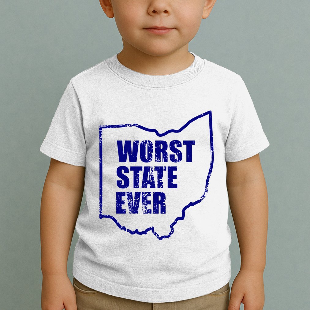 Distressed Worst State Ever Ohio Michigan Sports Fan Toddler T-Shirt