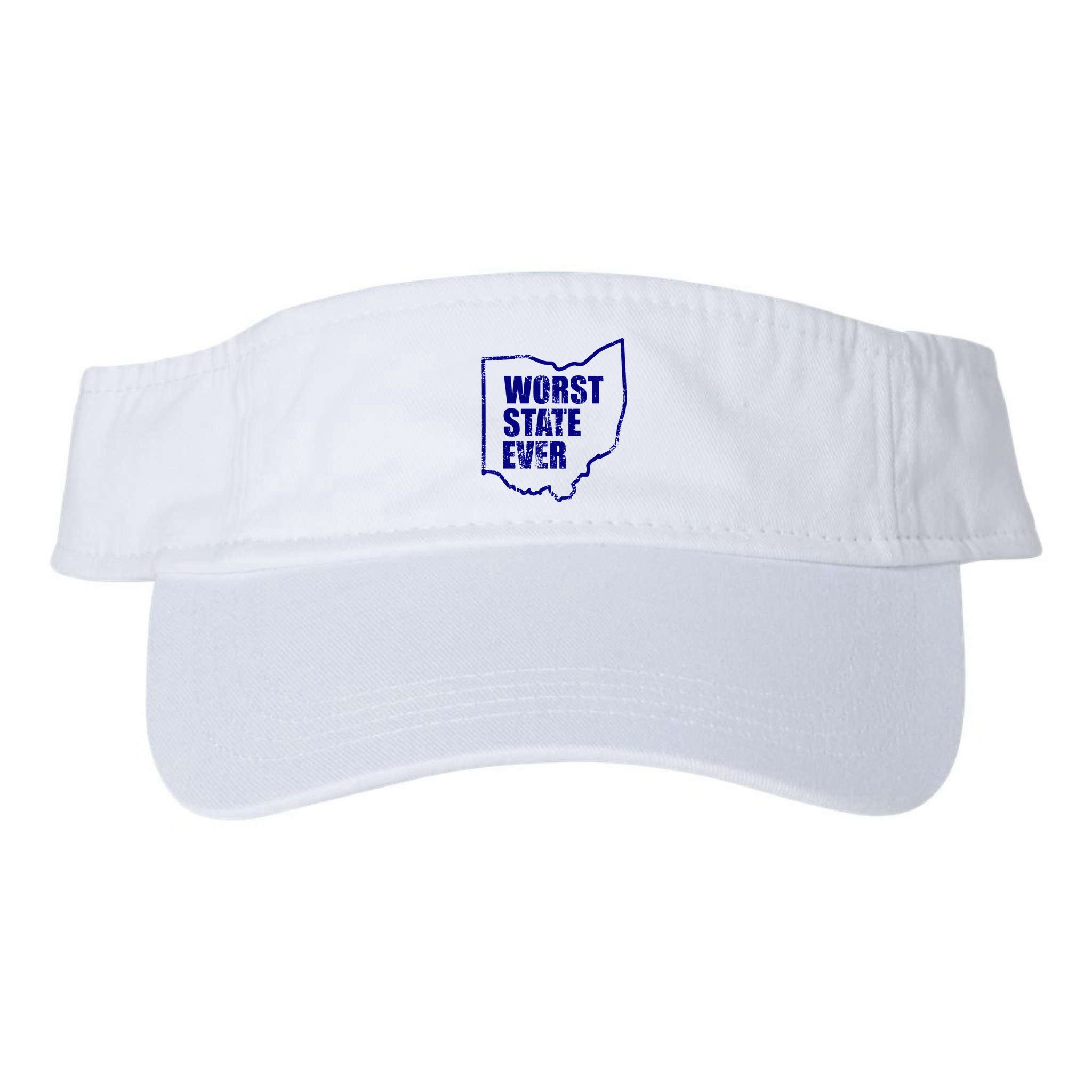 Distressed Worst State Ever Ohio Michigan Sports Fan Visor