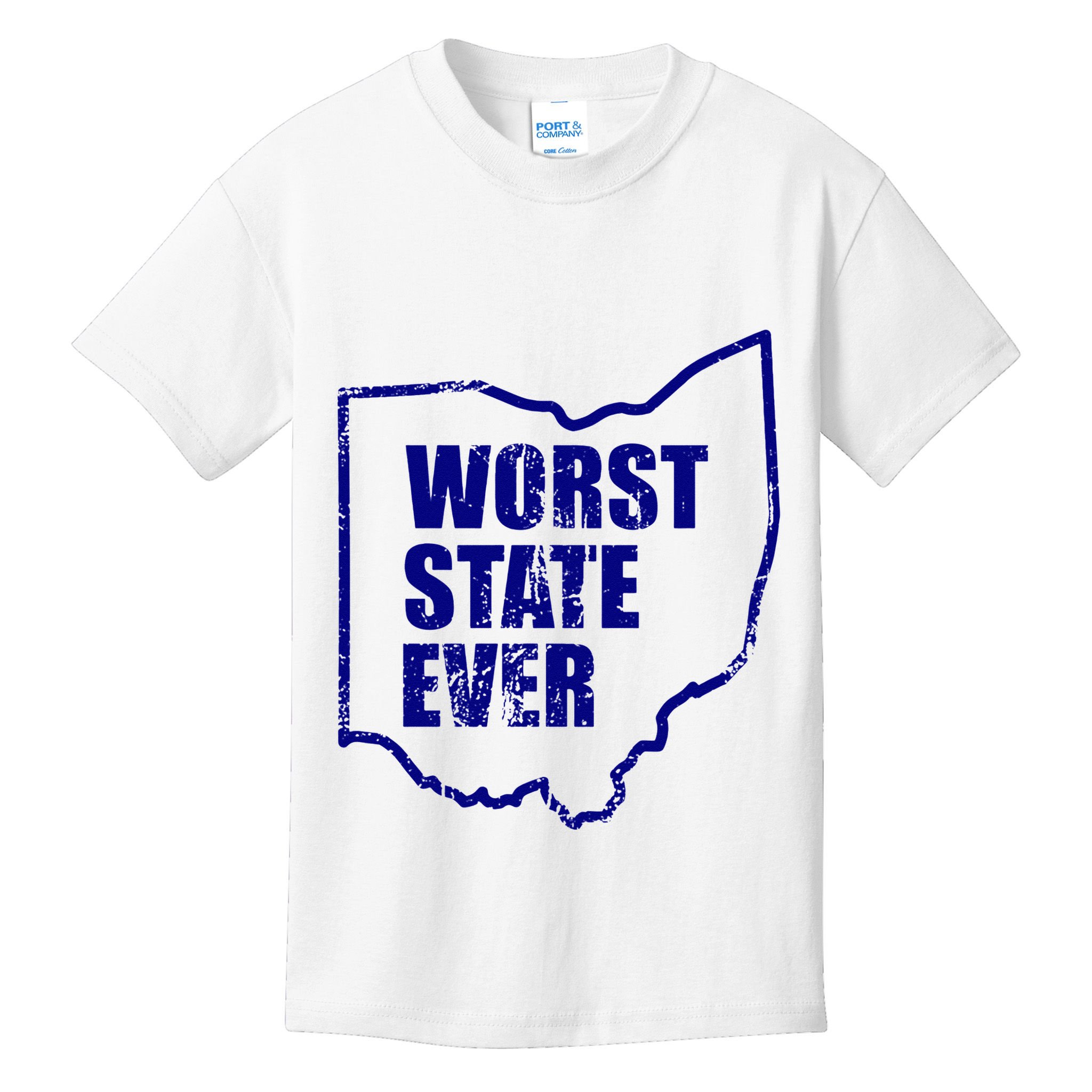 Distressed Worst State Ever Ohio Michigan Sports Fan Kids T-Shirt