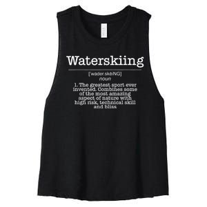 Definition Water Ski Skiing Waterski Waterskiing Waves Boat Women's Racerback Cropped Tank