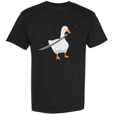 Duck with sword Duck wielding a Katana knife Goose Garment-Dyed Heavyweight T-Shirt