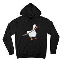 Duck with sword Duck wielding a Katana knife Goose Hoodie