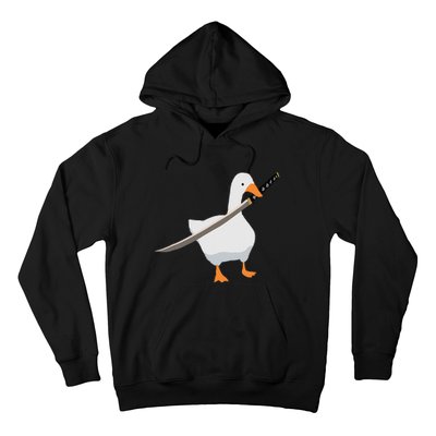 Duck with sword Duck wielding a Katana knife Goose Hoodie