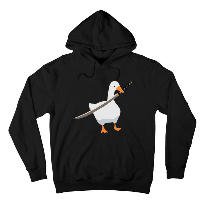 Duck with sword Duck wielding a Katana knife Goose Hoodie