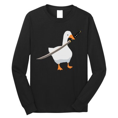 Duck with sword Duck wielding a Katana knife Goose Long Sleeve Shirt