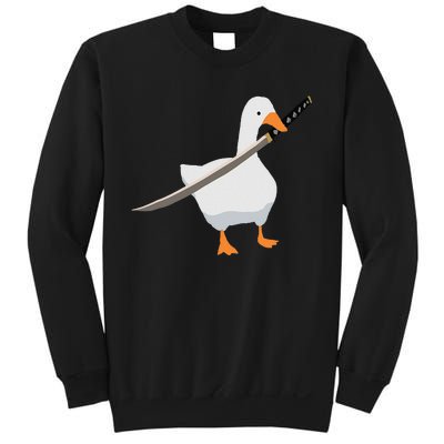 Duck with sword Duck wielding a Katana knife Goose Sweatshirt