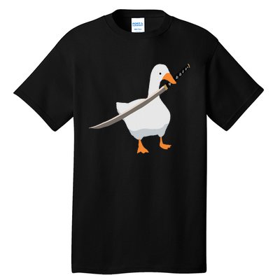 Duck with sword Duck wielding a Katana knife Goose Tall T-Shirt