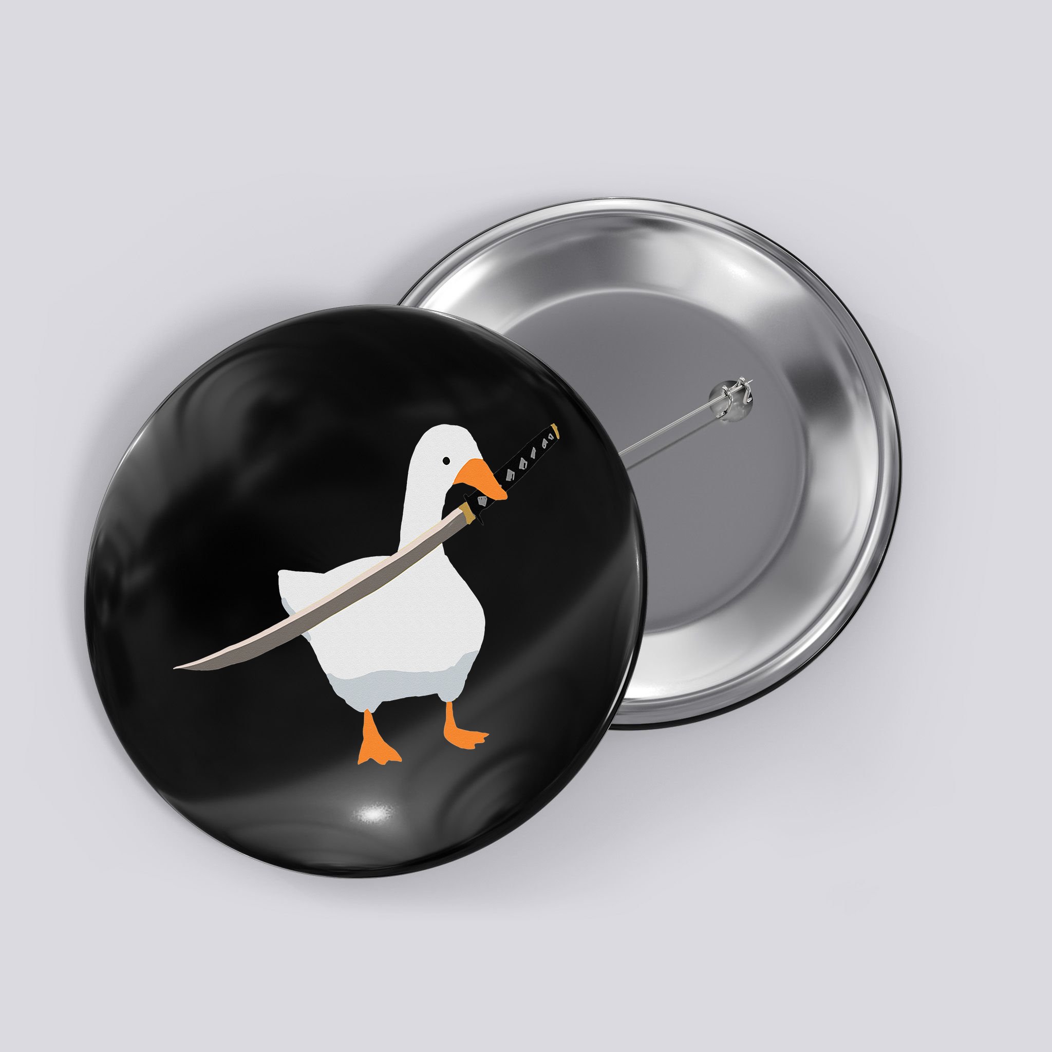 Duck with sword Duck wielding a Katana knife Goose Button