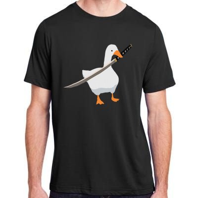 Duck with sword Duck wielding a Katana knife Goose Adult ChromaSoft Performance T-Shirt