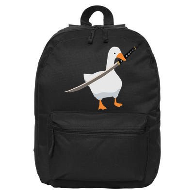 Duck with sword Duck wielding a Katana knife Goose 16 in Basic Backpack
