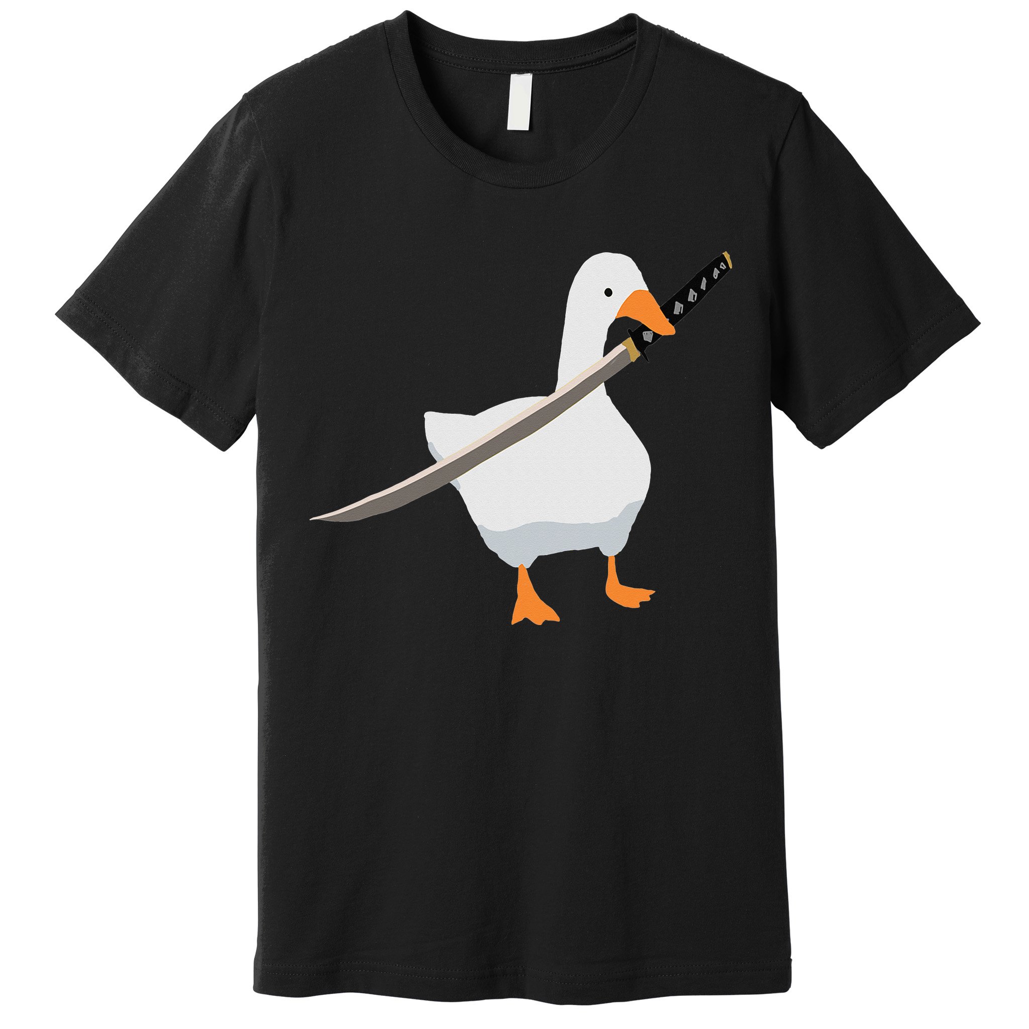 Duck with sword Duck wielding a Katana knife Goose Premium T-Shirt