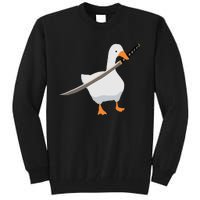 Duck with sword Duck wielding a Katana knife Goose Tall Sweatshirt