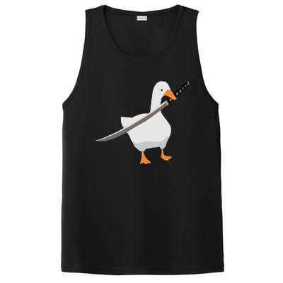 Duck with sword Duck wielding a Katana knife Goose PosiCharge Competitor Tank