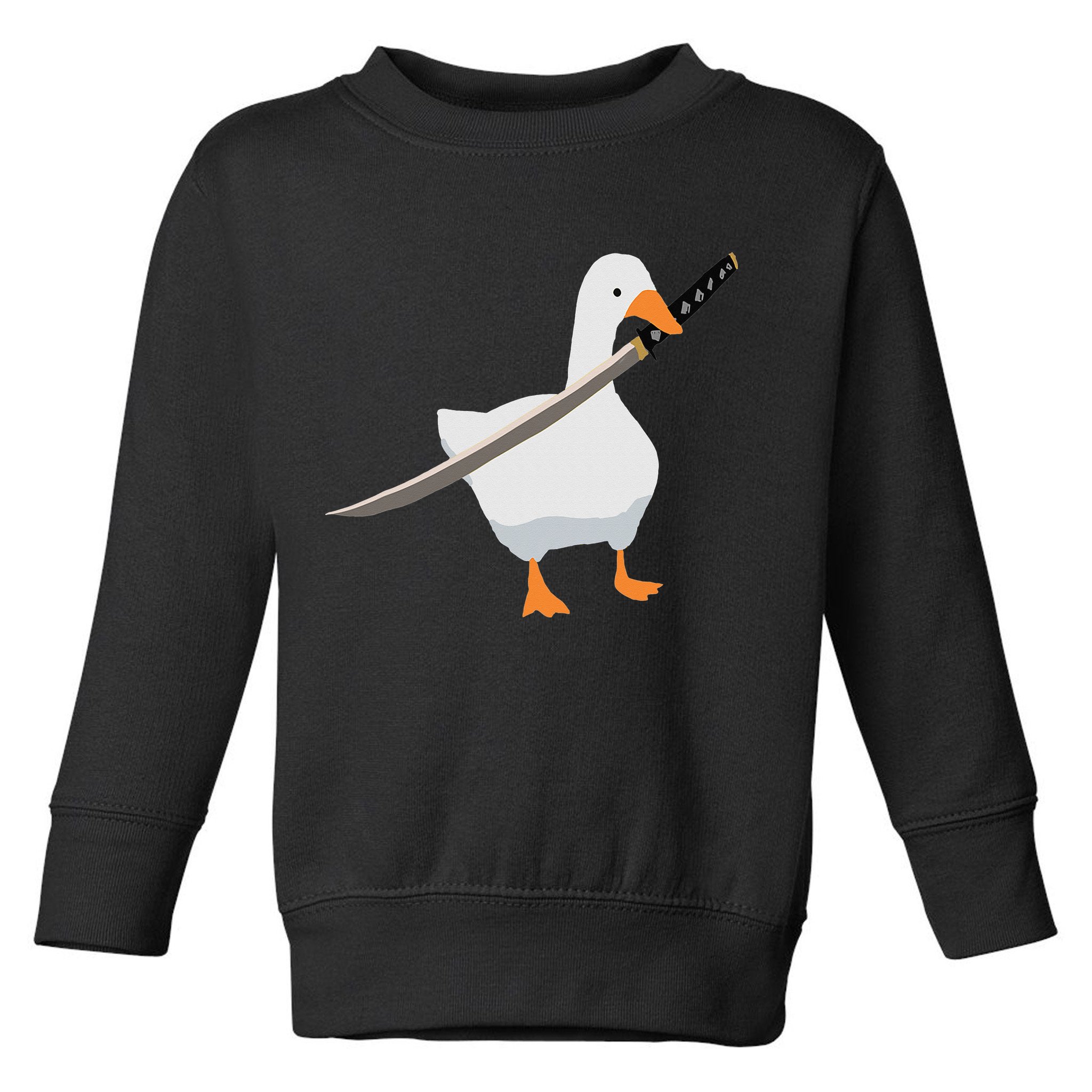 Duck with sword Duck wielding a Katana knife Goose Toddler Sweatshirt