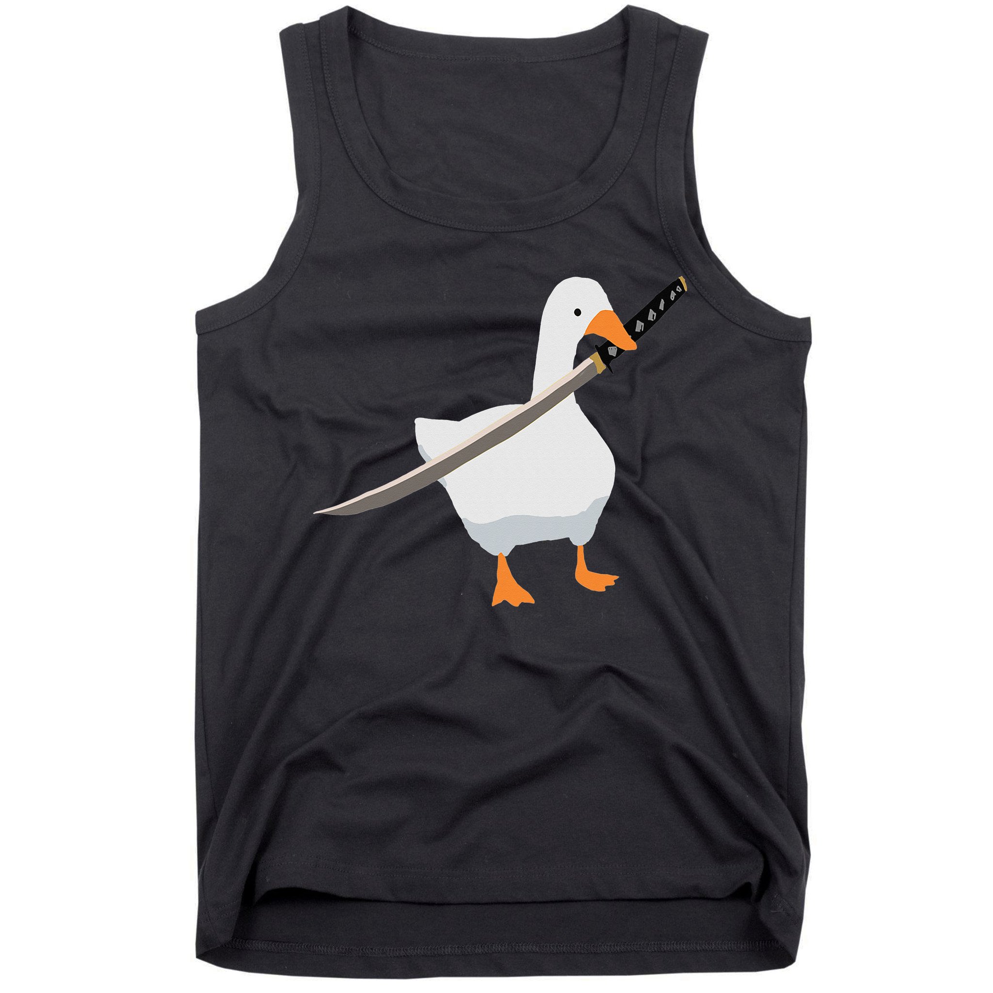 Duck with sword Duck wielding a Katana knife Goose Tank Top