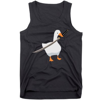 Duck with sword Duck wielding a Katana knife Goose Tank Top