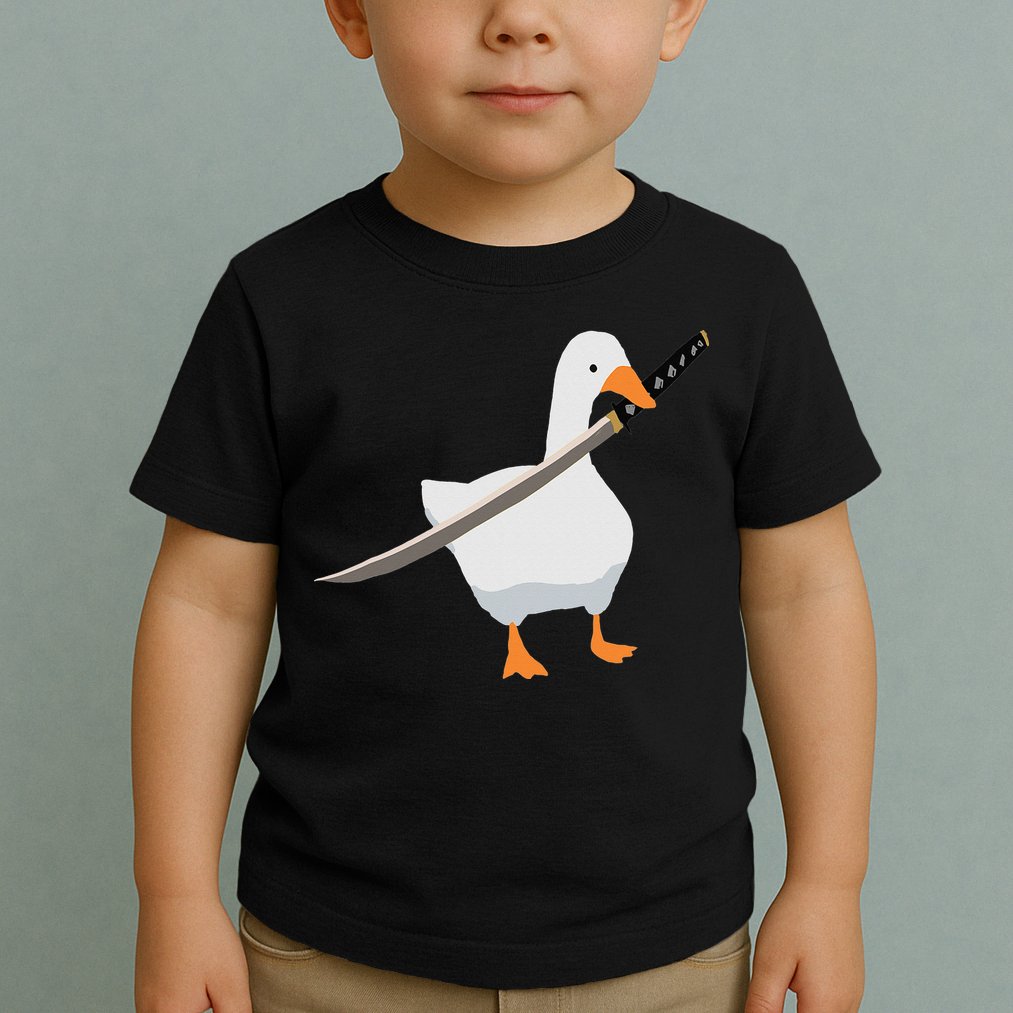 Duck with sword Duck wielding a Katana knife Goose Toddler T-Shirt